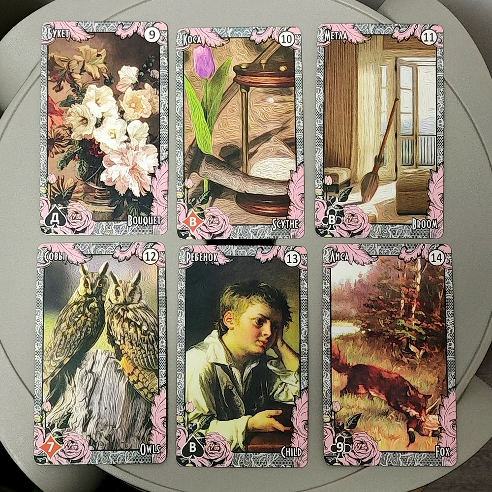 Marie Lenormand Vintage Style 72 Cards In Russian Language 10.3*6cm 2 Sets (36+36 Pcs Lenormand Cards)