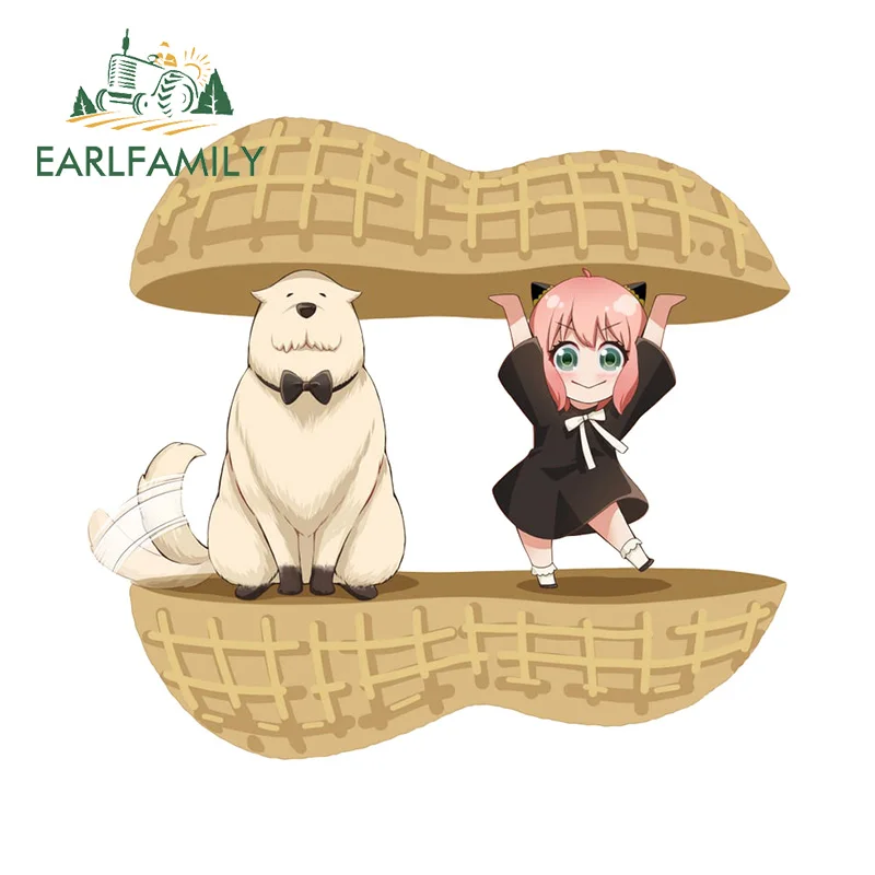 EARLFAMILY 13cm x 11.9cm Anya and Bond in The Peanut Shell Car Stickers Creative Anime Car Gadget Decal Funny Motorcycles Decor
