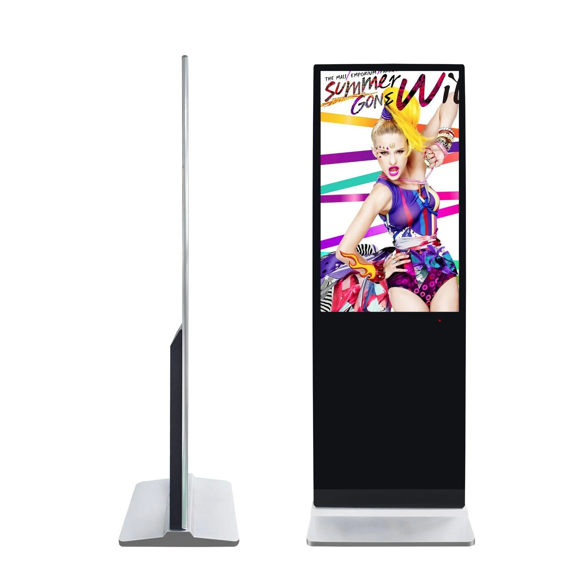 Black Silver 55'' Anti-glare Indoor Floor Standing Digital Ad Player