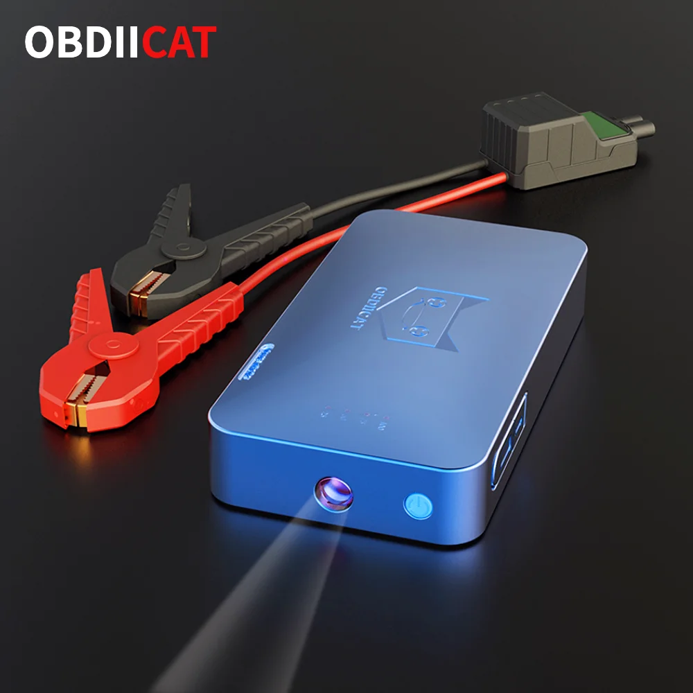 OBDIICAT Portable Car Jump Starter D16 Power Bank 12V Emergency Car Battery Charger Auto Starting Device Charger Emergency Tools