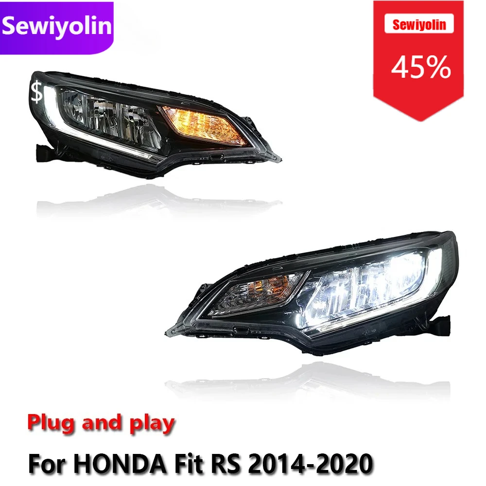 

Автомобильные светодиодные фары DRL в сборе для HONDA Fit RS/RX 2014-2020, противотуманные фары DRL, стоп-сигналы поворота, Plug and Play