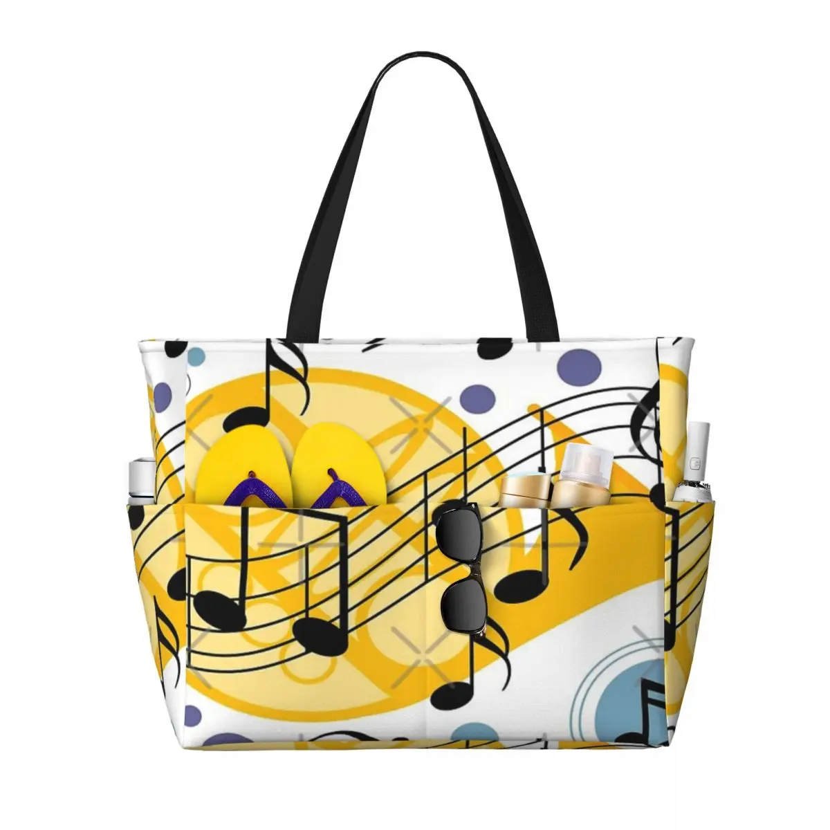 Borsa da viaggio da spiaggia con note musicali, borsa tote Regali per lo shopping personalizzabili Regalo di compleanno Modello multi-stile