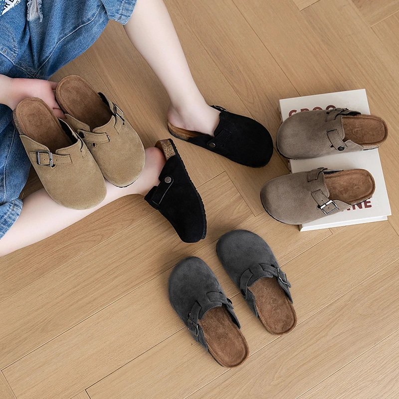 

2025 New Style Frosted Cotton Medium-sized Slippers for Boys and Girls, One-step Toe-toe Fashion Casual Half-slippers for Girls