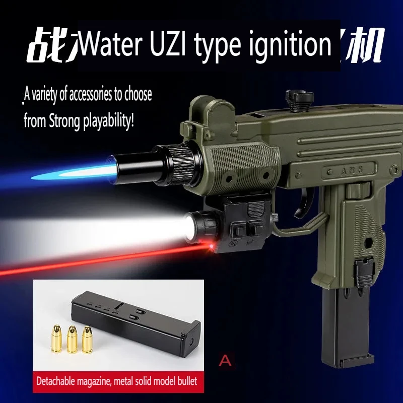 ミニUzi-おもちゃの銃,ライトケース付きのおもちゃのピストル,金属製ジェット,トーチ