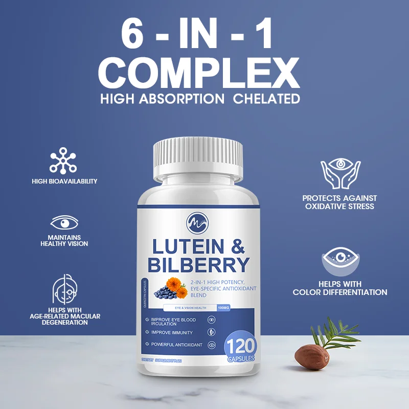 Minch Eyes Vitamins Lutein Capsules Zeaxanthin & Bilberry Extract Supports Eye Strain Dry Eyes and Vision Health Lutein Mixture