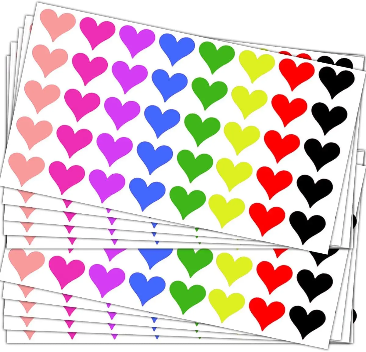 Colorful Heart Sticker Labels 0.75 Inch Decorative Heart Envelope Sealing Stickers Heart Shape Paper Labels 1200Pcs