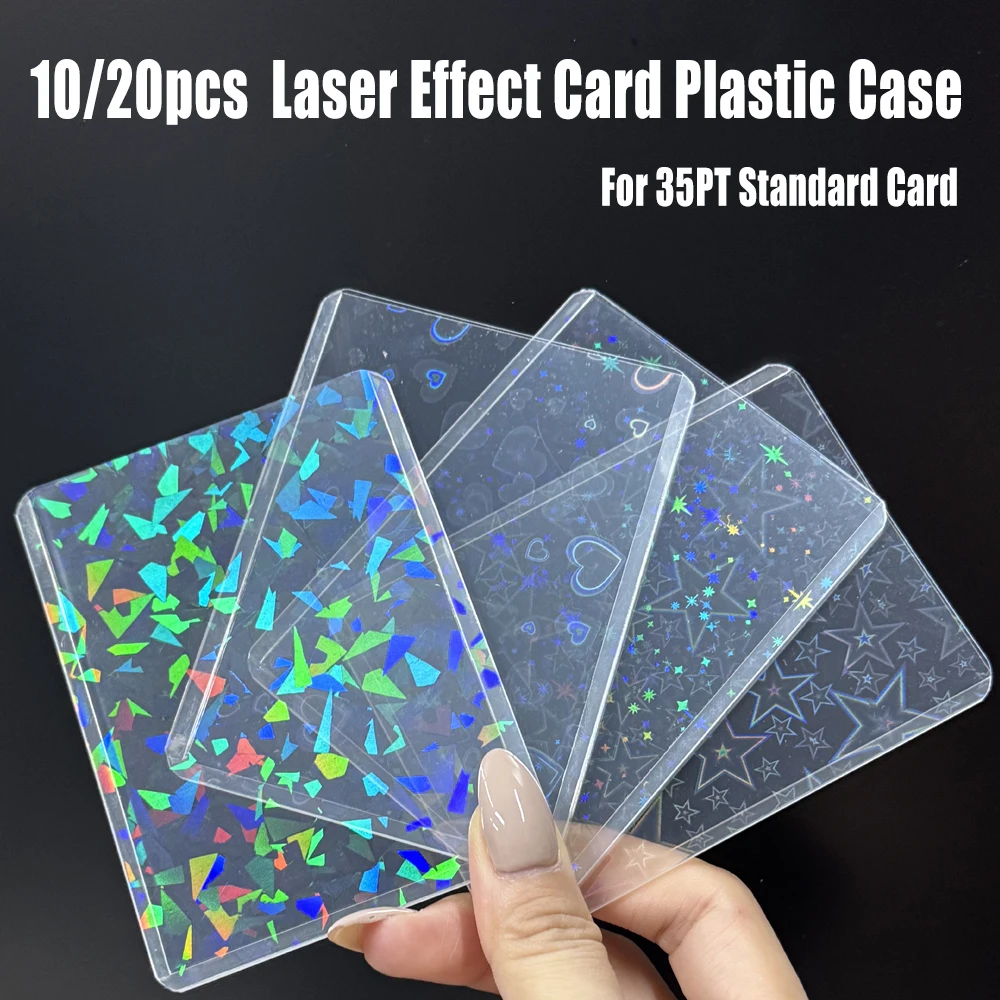 

10/20pcs Laser Reflection Effect Trading Card Plastic Case Top Loaders, Card Holder For 35PT PTCG, Magic, Idol and Sports Card