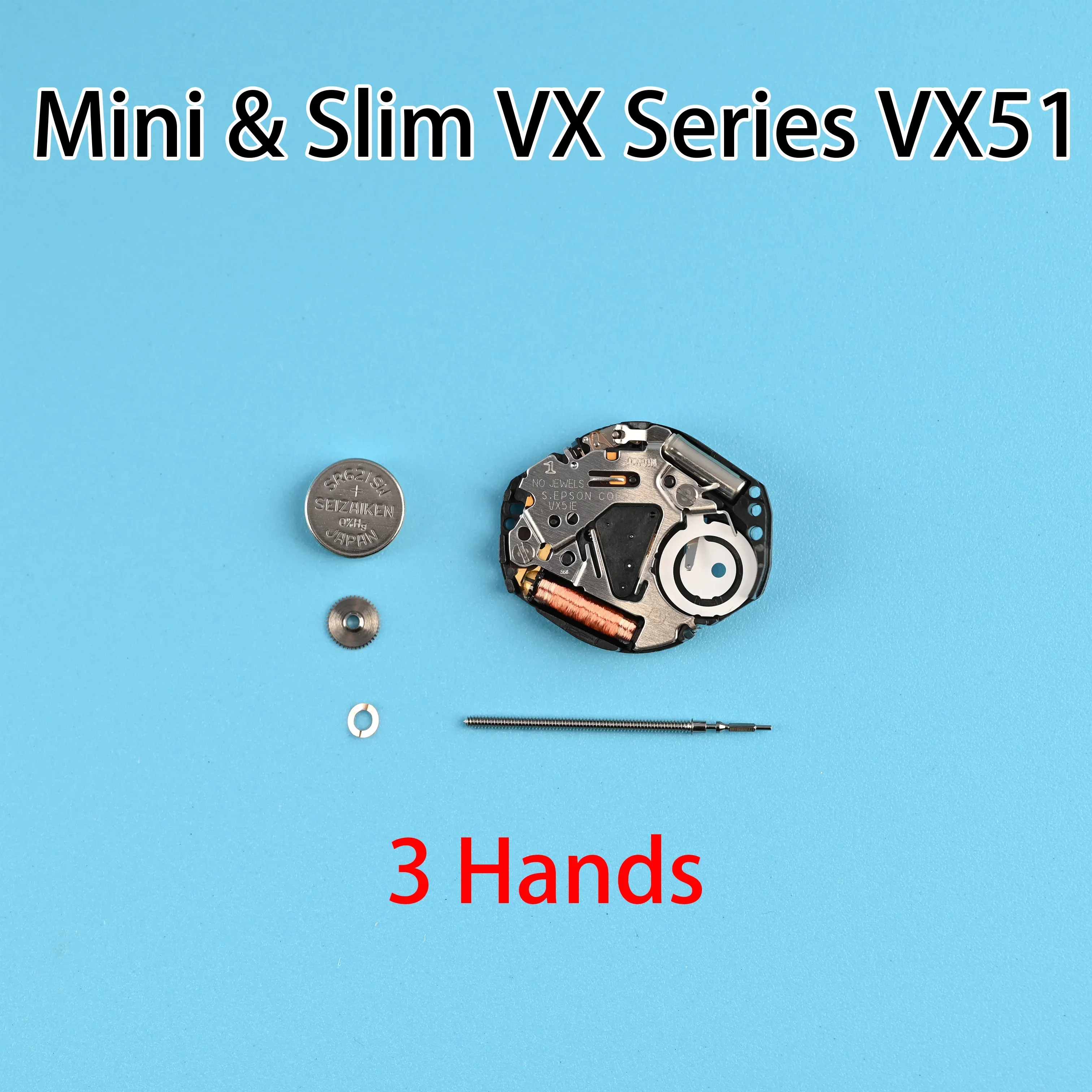 Genuine VX51 Movement epson VX51E Movement MINI & SLIM Series VX51E Quartz Movement Size: 6 3/4 x 8''' Three Hands