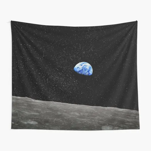 Earthrise Over The Lunar Surface Enhanc  Tapestry Colored Decoration Bedspread Hanging Beautiful Wall Decor Living Towel Room