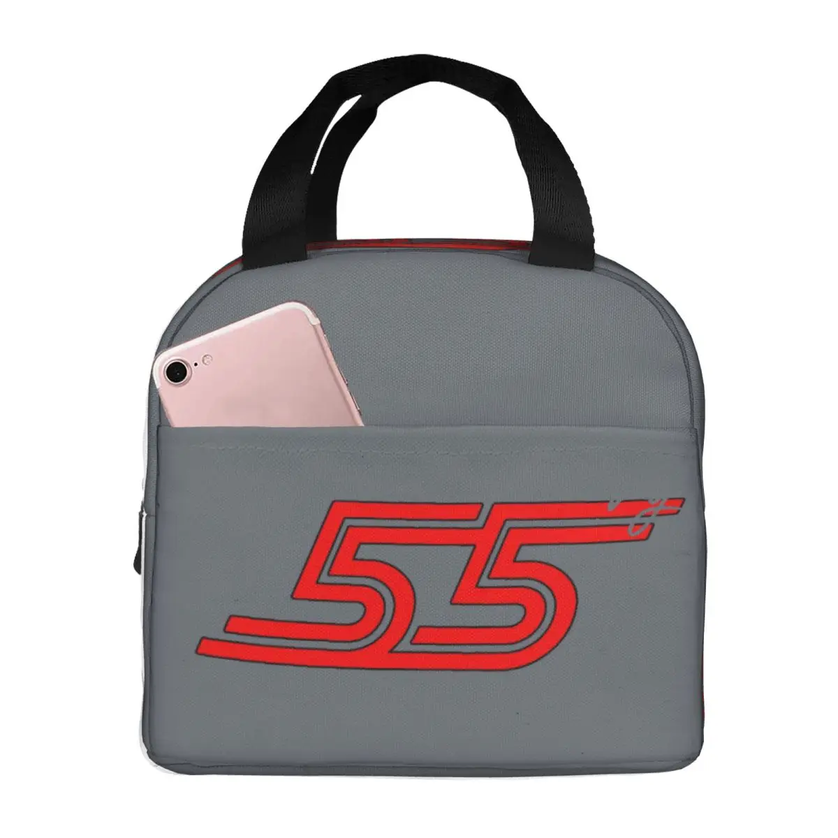 Carlos Sainz Jr F1 Signature Graphic Dark Lunch Bags Insulated Bento Box Lunch Tote Picnic Bags Cooler Thermal Bag for Woman