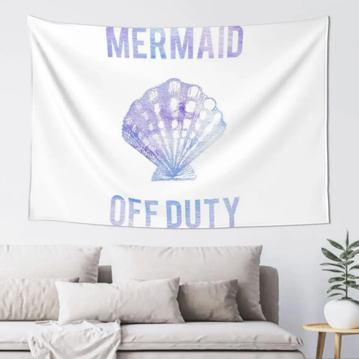 Mermaid Off Duty - Purple Seashell White Background Tapestry Decoration For Home Bedrooms Decor Tapestry