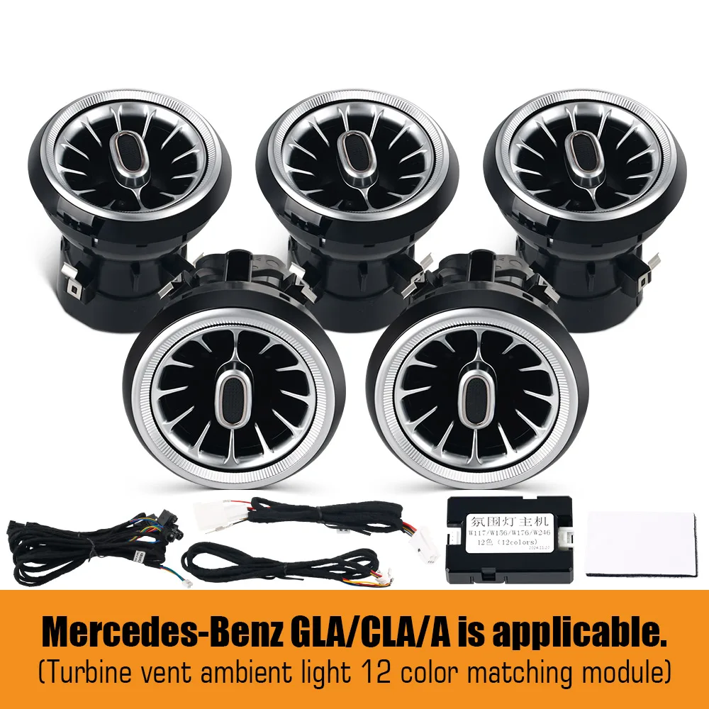 Led 12/64 Kleuren Omgevingsverlichting Voor Mercedes-Benz A/CLA W176/CLA W117/GLA W156 Led Auto Ventilatieopeningen Turbine Nozzle Versieren Verlichting - afbeelding 1