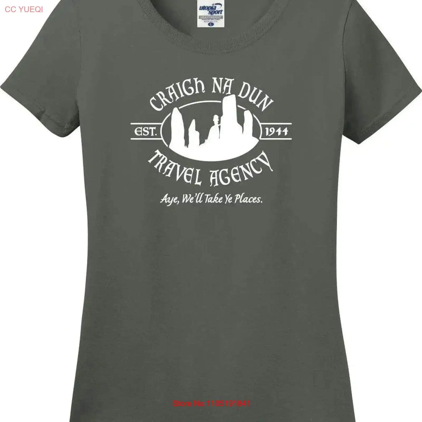 Craigh Na Dun Travel Agency We'll Take Ye Places Missy Fit camiseta para mujer S 3X vintage lavado ropa de calle cómoda moda