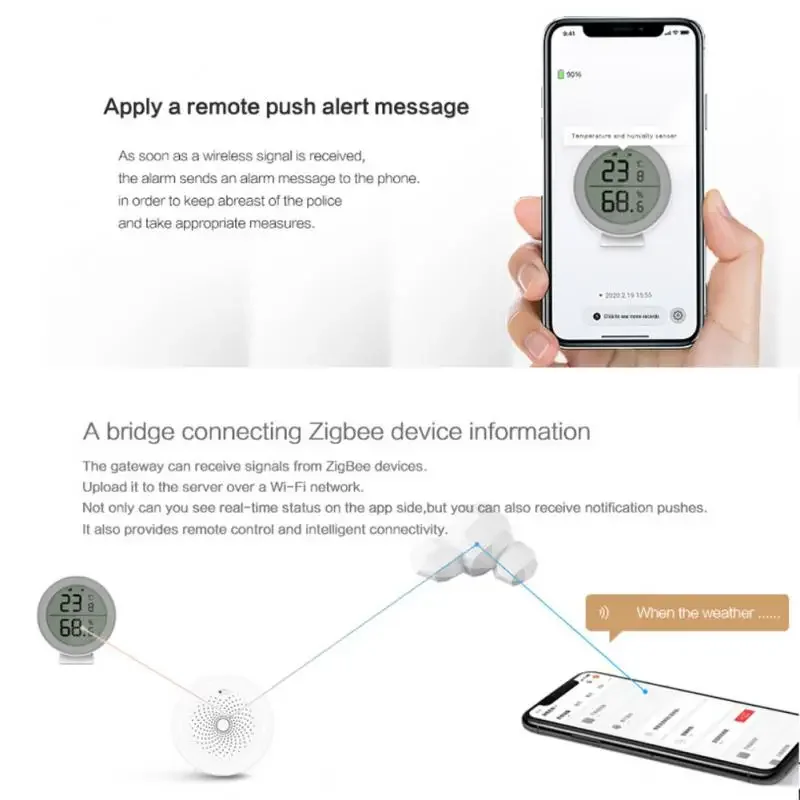 Tuya ZigBee Smart Temperature And Humidity Sensor Seedling Smart Home High Precision With Wire Probe Work With Alexa Google Home
