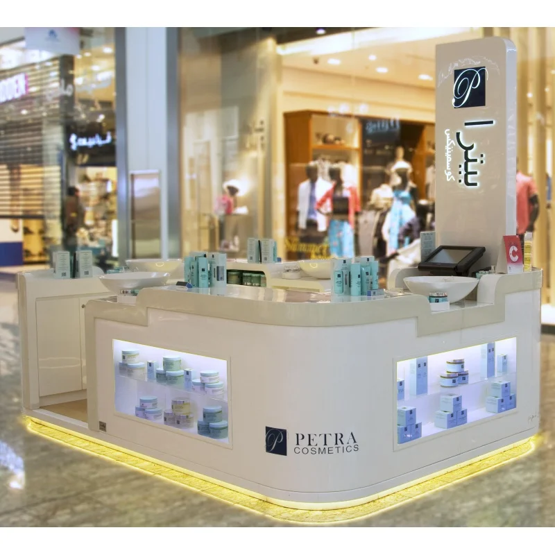 Custom, High Quality Perfume Kiosk Modern Cosmetics Display Counter Retail Cosmetics Kiosk for Mall