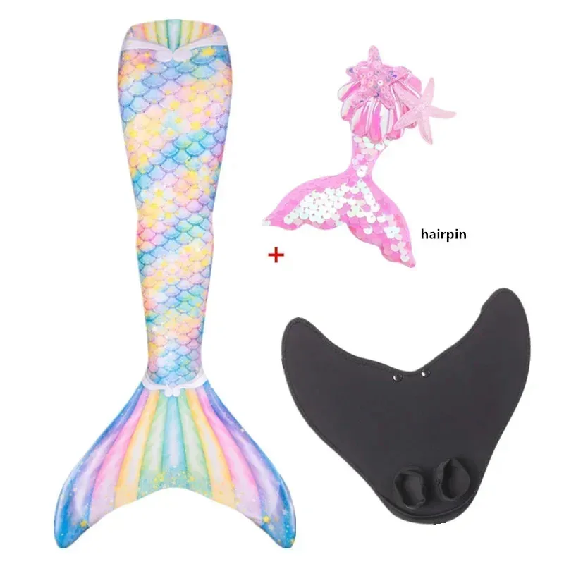 Girls Little Mermaid Tails Can Add Monofin Swimming Tail For Kids Adults Summer Dress Swimmable Suit Mermaid Costume