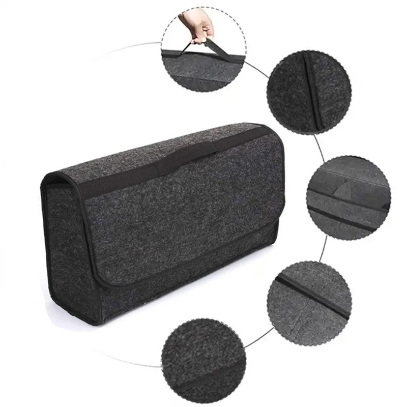 Car Storage Bag Trunk Organizer Box Felt Cloth Storage Box Auto Cargo Container Bags Multi-Pocket Tidying Bags Car Accessories