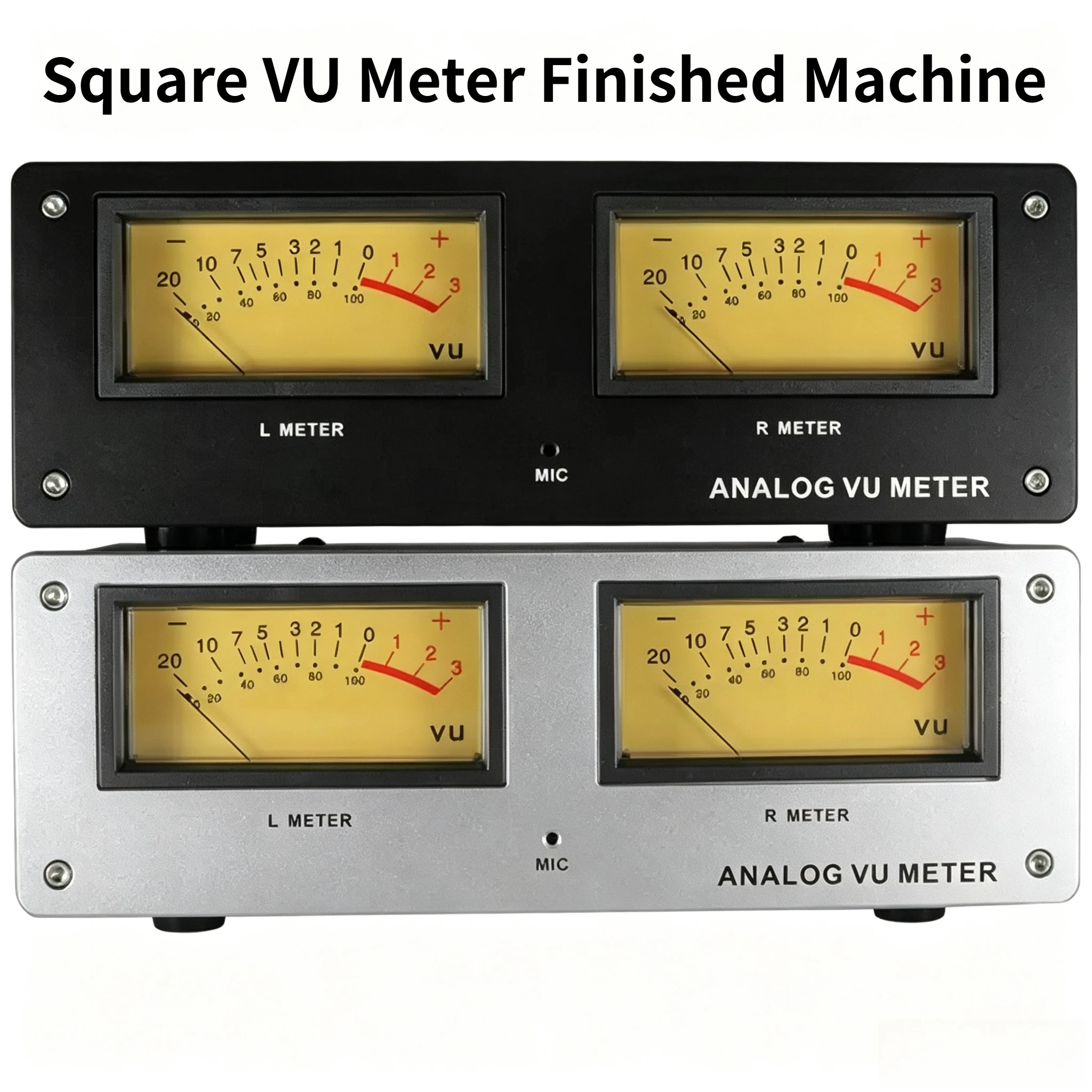 MIC-73 Square VU Meter Voice Controlled Audio Level Meter Aluminum Shell Warm Backlight LED No Wiring Required Finished Machine