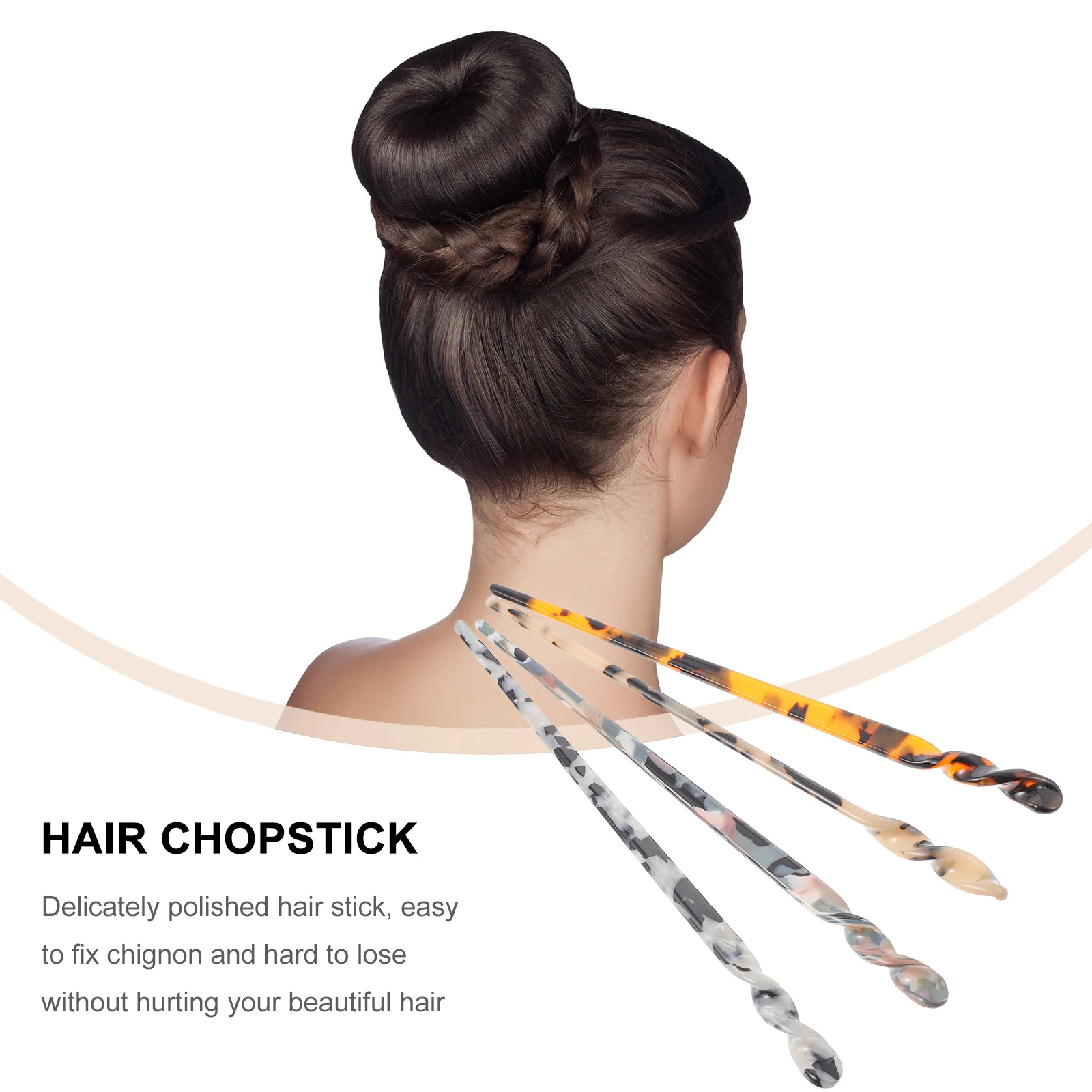 

4pcs Resin Stick Chopstick Elegant Classical Headdress Durable Simple Hairpin Medium Thick Hair Party Casual Daily Gifting Hair