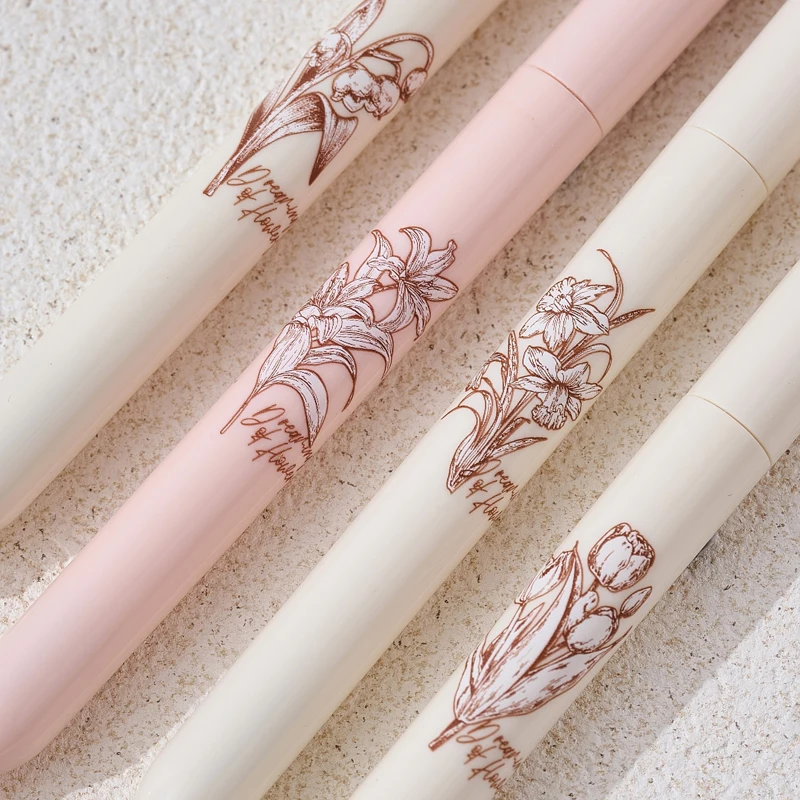4 Teile/satz Blume Gel Stift 0,5 MM Quick Dry Gel Tinte Stift Für Studenten Kreative Drehen Schreiben Stift Schwarz Refill neutral Stift Schreibwaren – Detail 10
