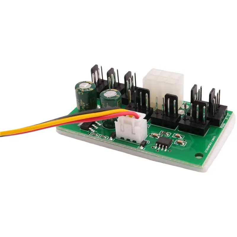 Leading-2Pcs Computer Case Miner Fan Speed Controller 8-Channel Fan Hub PWM High-Power Violent Fan Controller DC12V