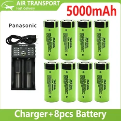 Panasonic original high-quality 26650 battery 5000mAh 3.7V 50A lithium-ion rechargeable battery 26650A LED flashlight+charger