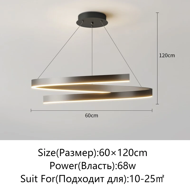 KAGU Spiralförmiger Kronleuchter in Schwarz/Weiß für Wohnzimmer, Esszimmer, Küche – runde Deckenbeleuchtungskörper, modern, für den Innenbereich, dimmbar, oberflächenmontiert 5