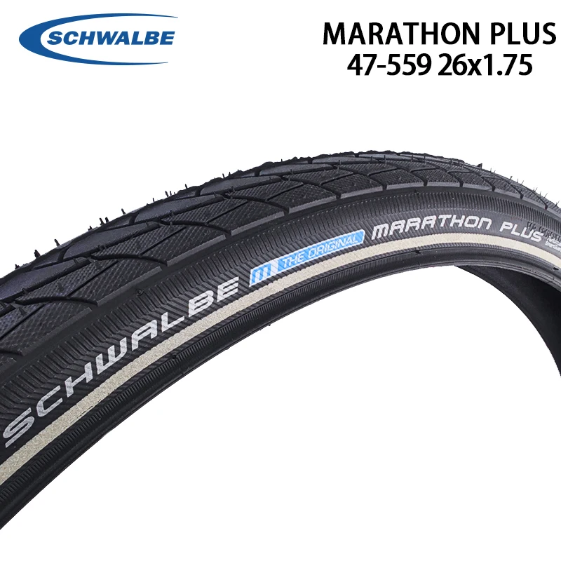 

SCHWALBE 26 Inch Marathon Plus 47-559 26x1.75 Road MTB Bike 7 Level SmartGuard 45-70PSI Black Reflex Bicycle Tires Cycling Parts