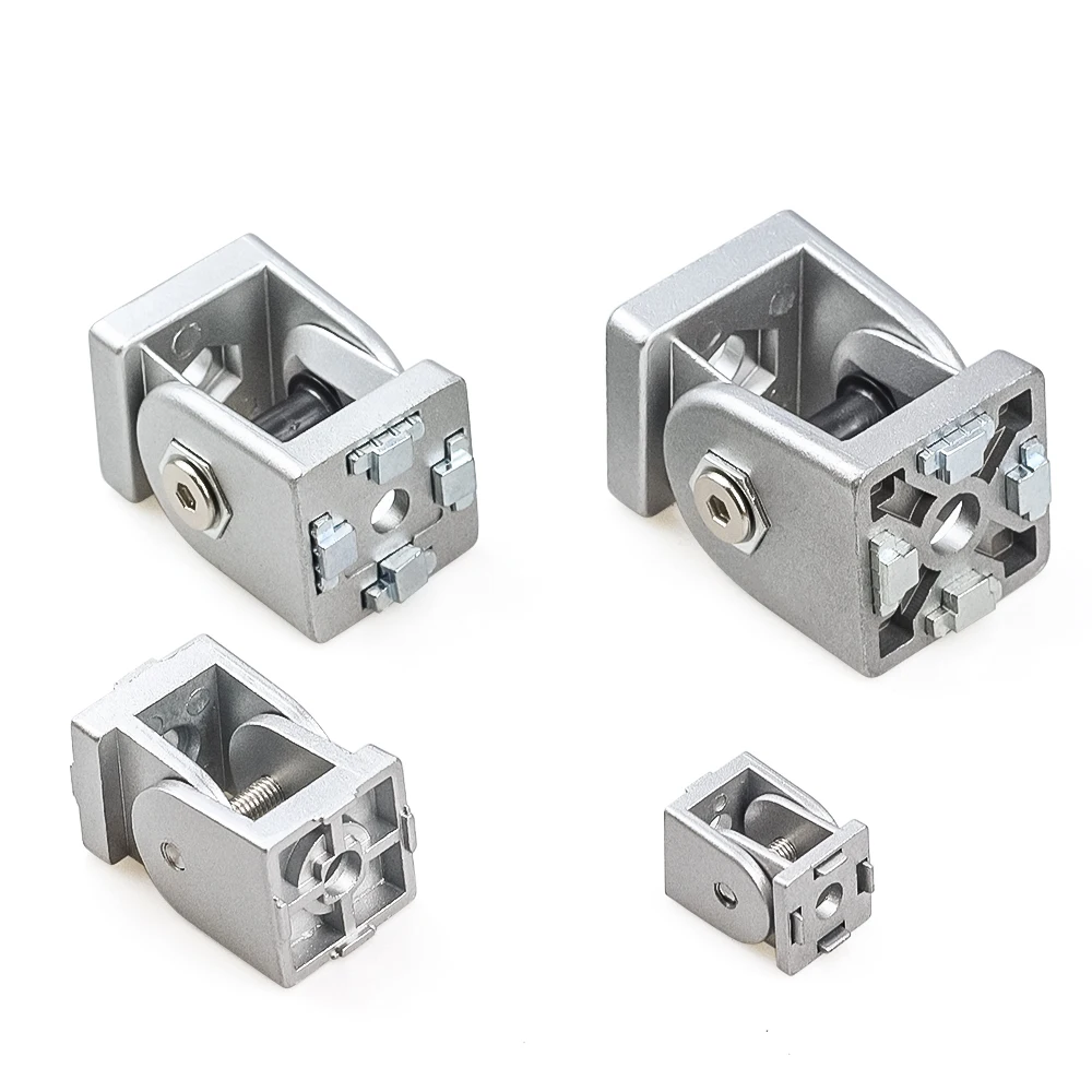 2020 3030 4040 4545 Cast Aluminum Living Hinge Aluminum Profile Fittings Right Angle Flexible Pivot Joint Connector