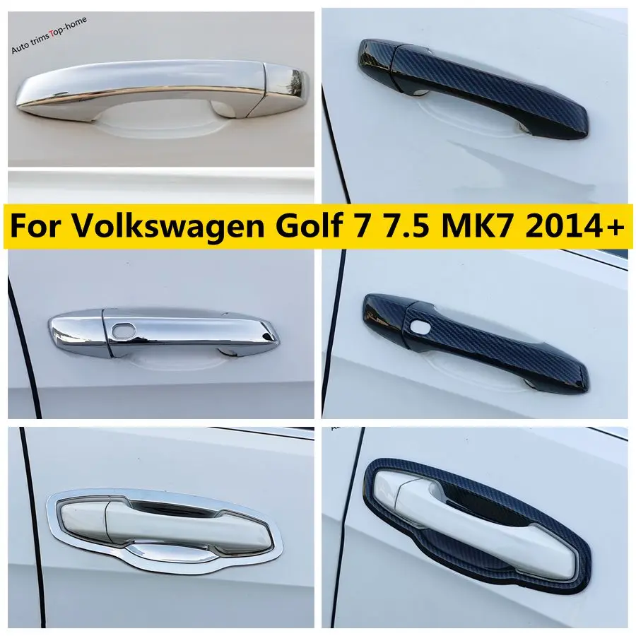 

ABS Chrome / Carbon Fibe Look Door Handle Bowl Sticker Cover Trim Fit For VW Volkswagen Golf 7 7.5 MK7 2014 - 2019 Accessories