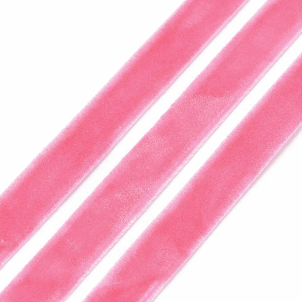 Cinta de terciopelo de una sola cara, color rosa intenso, 3/8 pulgadas (9.5~10 mm), 50 yardas/rollo (45.72 m/rollo)