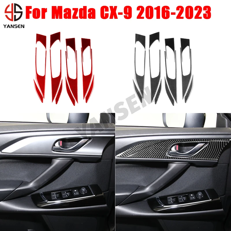 

Car Door Handle PanelCarbon Fiber Sticker For Mazda CX-9 2016 2017 2018 2019 2020 2021 2022 Car Interior Decorative Accessories