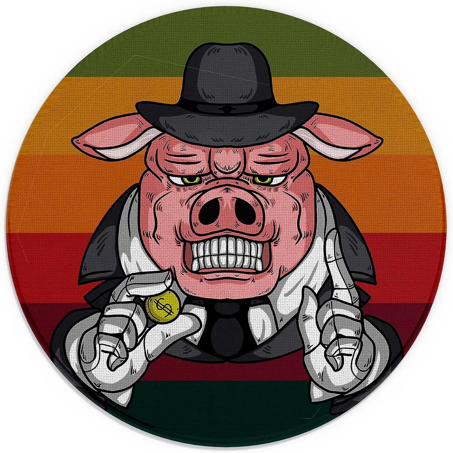 

Retro Greedy Pig Holding Coin Gaming Mouse Pad Non-Slip Rubber Mouse Pad Waterproof Mouse Mat for Office Computer 7.9" x7.9"