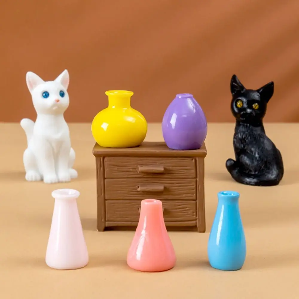 Simulação Criativa Cor Figurinhas De Gato, Presente DIY, Vaso Pequeno, Artesanal Em Miniatura Decoração Peças