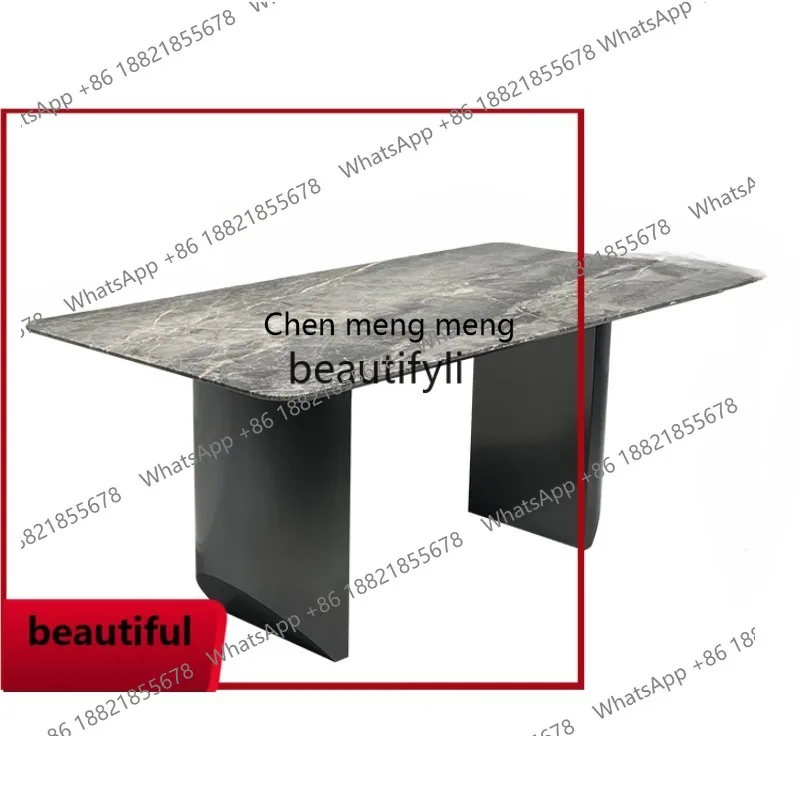 

X Italian Light Luxury Villa Rectangular Marble Dining-Table Modern Minimalist Designer Dining Chair Dining Table