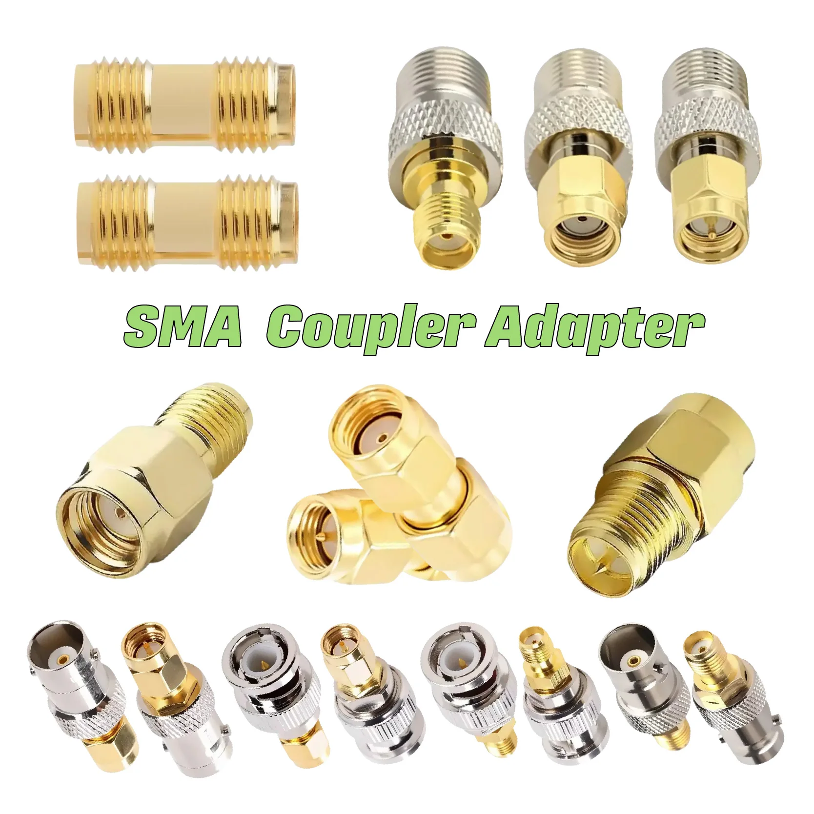 5pcs Adapter RF Coaxial Connector SMA Male To Female Converter Gold Plated Copper Brass RP N BNC UHF PL259 SO239 TNC
