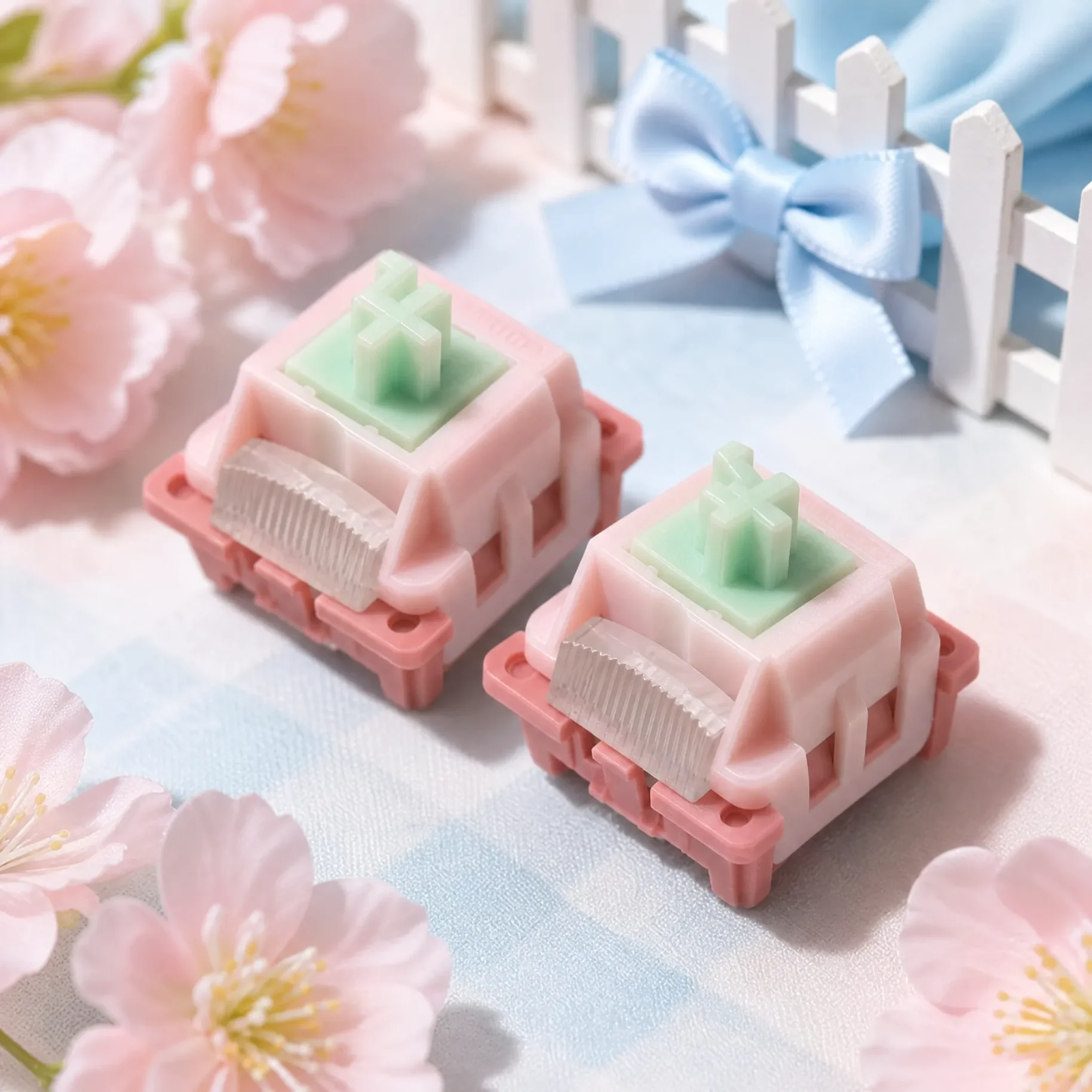Leobog Strawberry Mint Linear Switch 24g Pre Lubed 5Pin POM Stem Hot Swap Mechanical Keyboard Switches for Custom Keyboard MX
