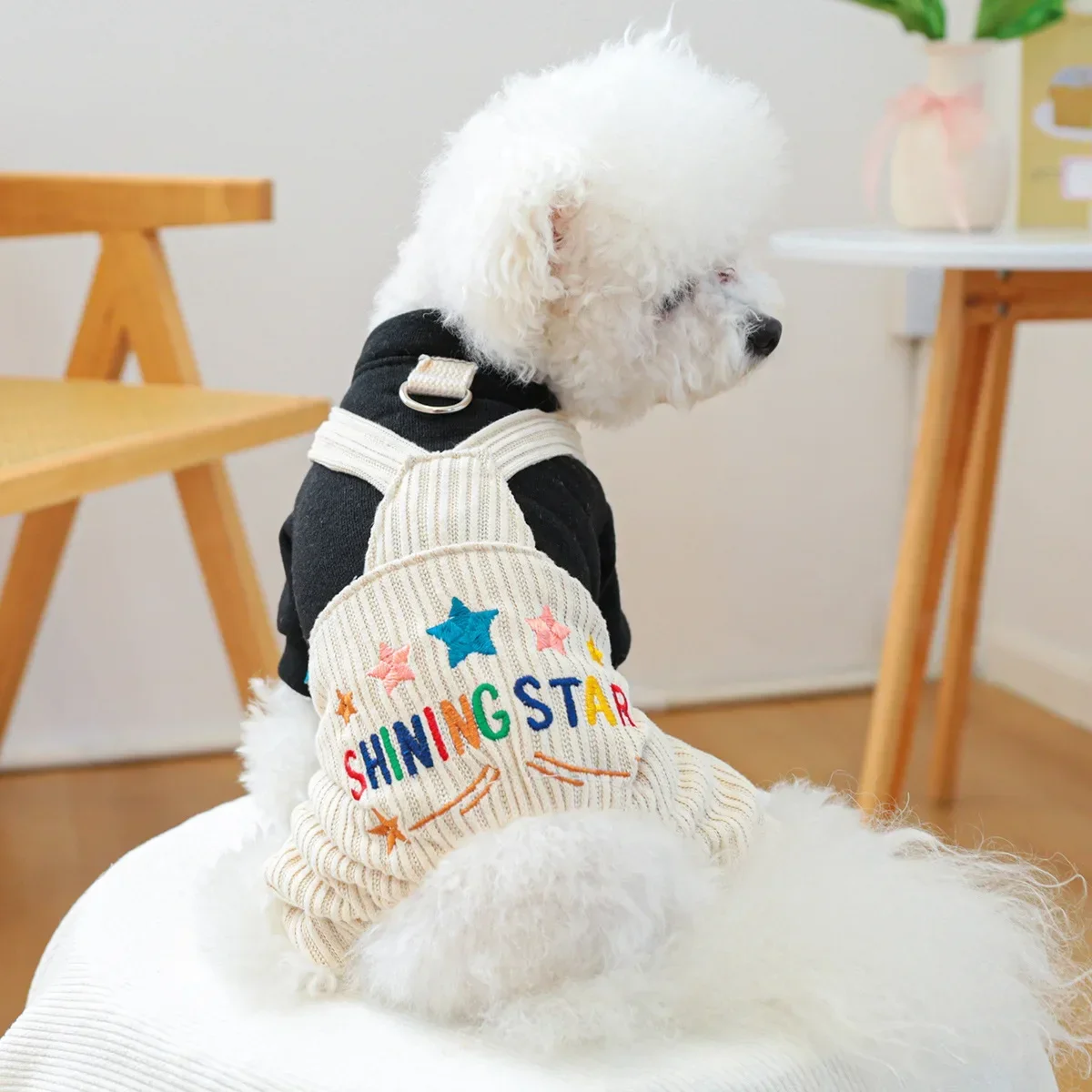 Pet Star Corduroy Overalls Cute Pet Four Legged Pants Puppy Cat Jumpsuit Clothes Autumn and Winter Star Overalls Pants