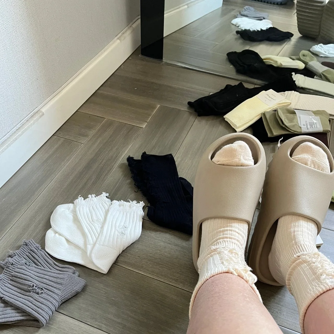 2025 popular beach mop with a sense of stepping on poop, thick bottom, increased height, anti slip, couple's outdoor cool mop