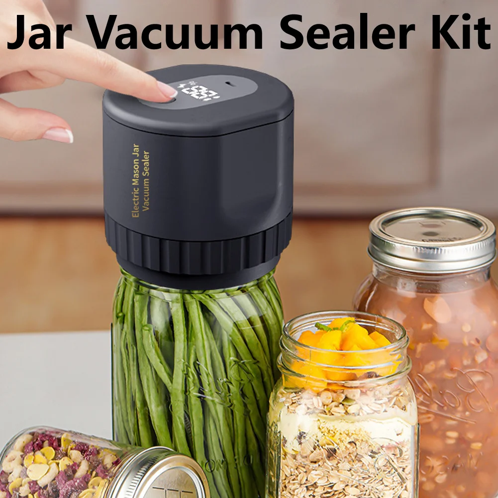 Electric Mason Jar Vacuum Sealer Cordless Canning Vacuum Sealer Can Seal Pump Kit for Wide Mouth Jars Fermentation with Mason