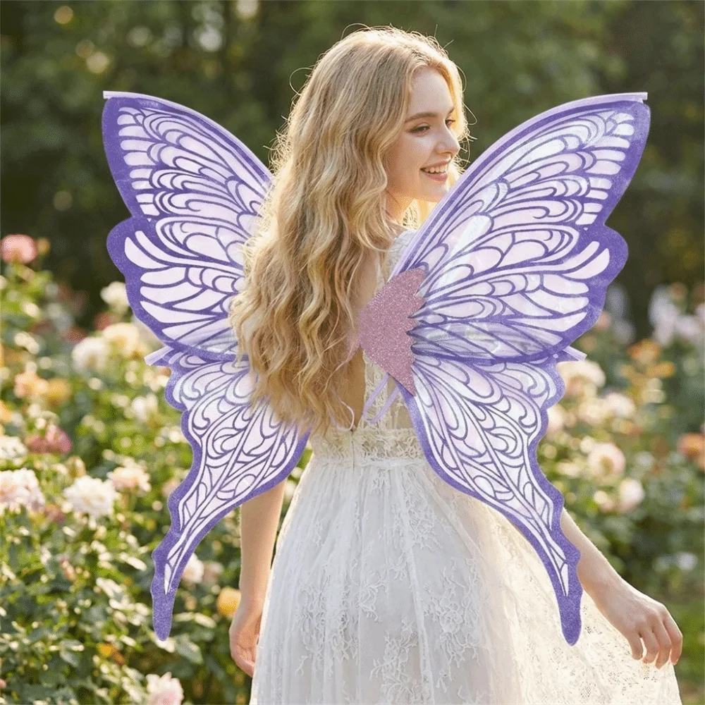 Beautiful Plastic Material Fairy Wings Sparkling Lightweight Butterfly Wings Glitter Multicolor Elf Wings Halloween