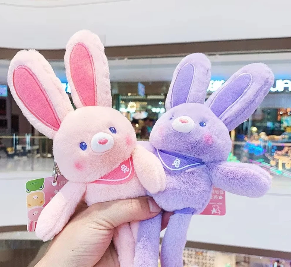 Милый кролик, плюшевая игрушка, брелок с ушками, растягивающийся телескопический брелок случайного цвета с колокольчиком, детский подарок