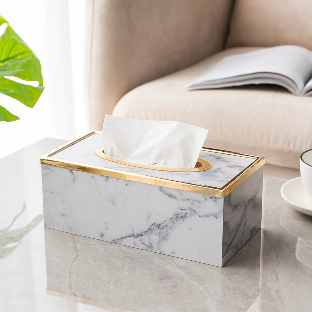 Modern Marble Acrylic Tissue Box Napkin Holder Living Room Decor Office Desk Decor Toilet Paper Holder Case Dispenser Home Decor