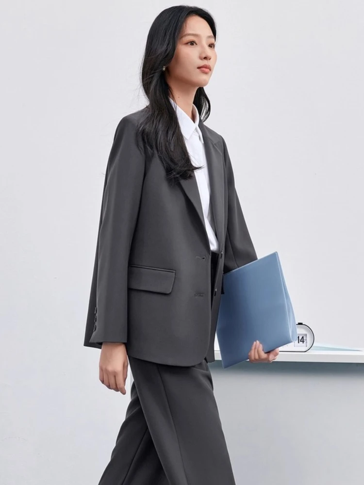 SENTUBILA Women's Straight Pant Suits 2025 Autumn New Arrival Solid Suits Single-Breasted Two-Button Two-Piece Set 153ZE8813Z