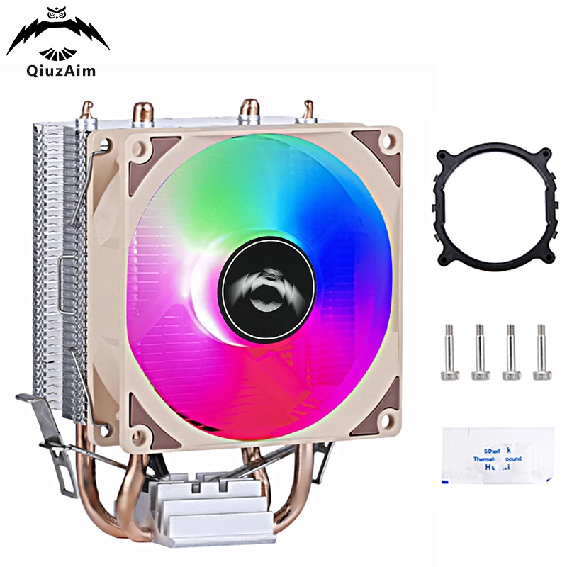 

QiuzAim CPU Fan x99 Processor Cooler Air-cooled 2 Heat Pipe 90mm 4Pin/PWM Installing LGA2011 x79 E5 2099 2066 AM3 AM4 AM5 AMD