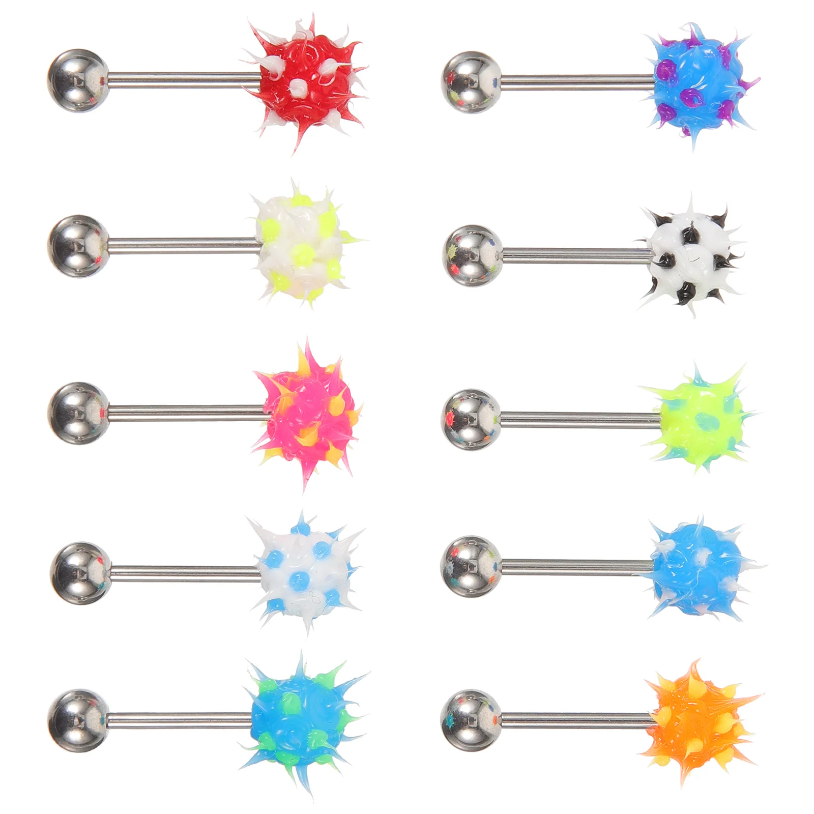 10 Pcs Hairy Ball Tongue Pin Physical Games Tounge Piercing Jewelry Rings Piercings Body Decor Jewellery Flexible