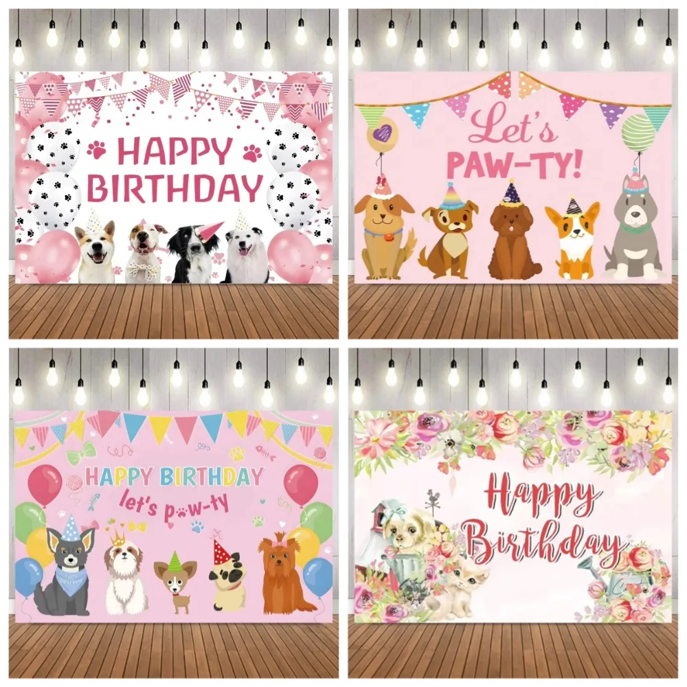 

Happy Birthday Cartoon Cute Pet Theme Banner Background, Children's Happy Birthday Party, Home Decoration Photography Background