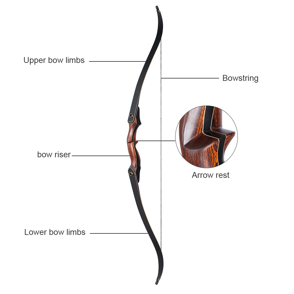 60inch Archery bow Recurve Bow 30-50lbs Take-down bow Outdoor Red Wooden Hunting Shooting bow