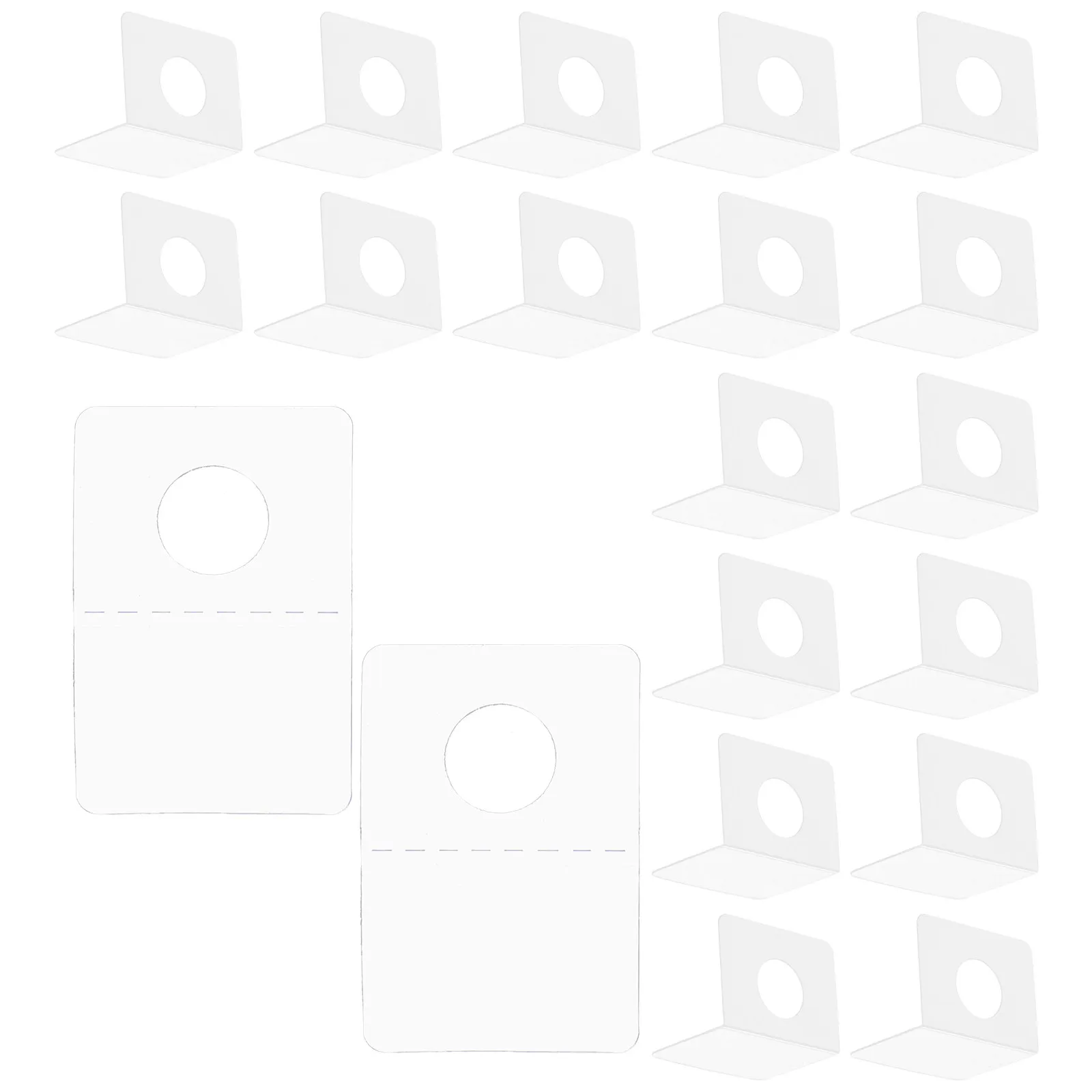 500Pcs Clear PVC Hanging Tabs Self Adhesive Slot Hole Sticky Display Tags Store Use Adhesive Tabs Hanging Tag for Display