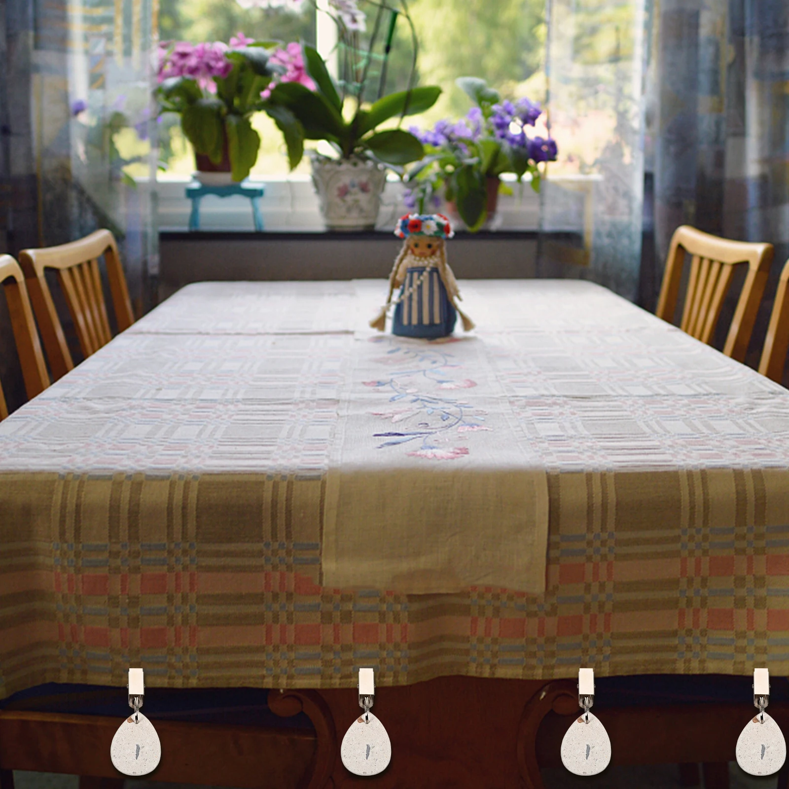

4pcs Tablecloth Weights Clips Table Cover Weight Stones For Outdoor Garden Party Picnic Home Decor Decorative Pendant Reusable